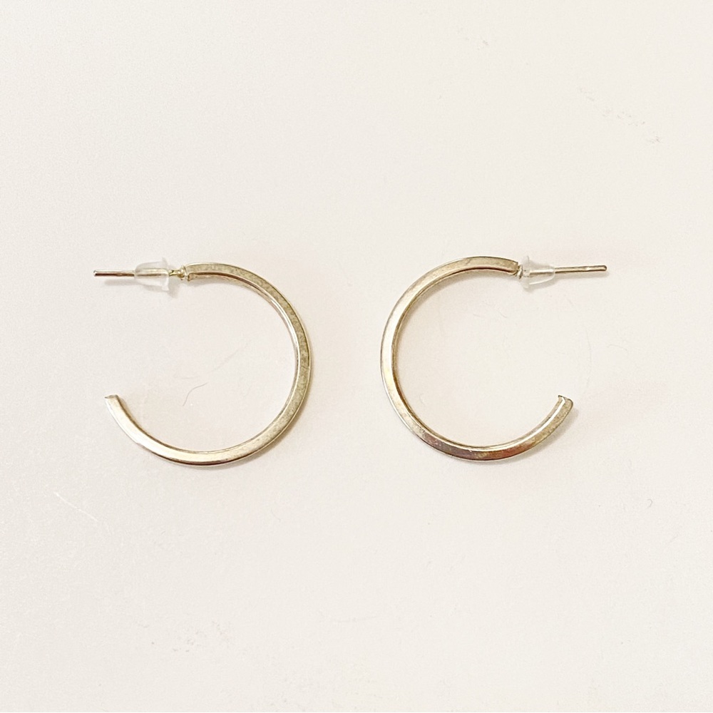 Vintage Earrings Half Loop Stud Silver Tone Stud - Picture 3 of 6